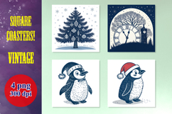 VINTAGE NEW YEAR Coaster PNG Bundle Product Image 1