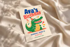 Crocodile Birthday Invitation Template, Retro Canva Invite Product Image 4