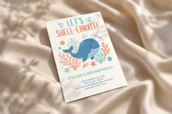 Whale Birthday Invitation Template Editable Product Image 4