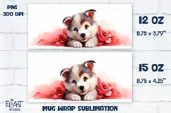 Puppy Valentines Sublimation | Puppy PNG Valentine Mug Wrap Product Image 2