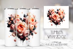 Floral heart tumblers sublimation |Roses Tumbler wrap design Product Image 1