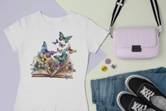 Vintage Floral Book with Butterflies T-Shirt Sublimation Product Image 4