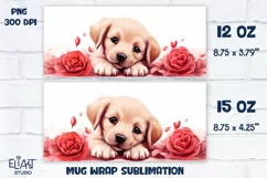 Valentines Puppy Mug Wrap | Puppy PNG Valentine Mug Design Product Image 2