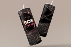 Boss Lady Tumbler, Leopard Print, Black Satin Fabric Design Product Image 4