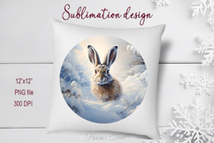 Cute Christmas bunny round cute sublimation design png Product Image 1