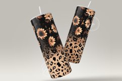 Sunflower Print Tumbler PNG, Leopard Pattern Sublimation Product Image 4