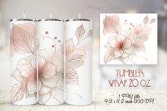 Watercolor leaves floral straight tumbler 20oz wrap designs Product Image 1