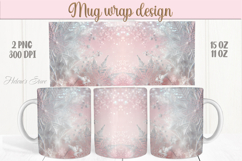 Pink Silver Christmas mug wrap png|Snowflake mug sublimation Product Image 1
