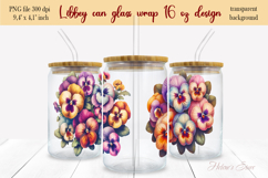 Cute Pansies flowers Libbey Can Glass Wrap 16oz design png Product Image 2