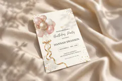 Blush Gold Balloon Birthday Invitation Canva Template Product Image 4