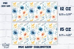 Watercolor Flowers Mug Sublimation | Flowers Mug Wrap Product Image 2