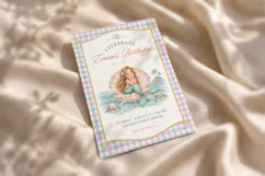 Mermaid Birthday Invitation Template, Pastel Gingham Canva Product Image 4