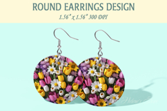 Spring Flowers earrings | Floral Round Earring sublimation Product Image 1