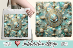 Aquamarine ocean gold and pearl sublimation design png Product Image 1
