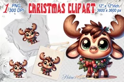 Christmas elk clipart sublimation PNG | Retro funny animal Product Image 1