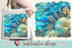 Blue ocean gold and pearl sublimation designs png | Sea life Product Image 1