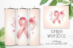 Breast cancer awareness ribbon tumbler 20oz wrap sublimation Product Image 1