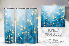 Gold flowers tumbler sublimation wrap|Spring abstract design Product Image 1