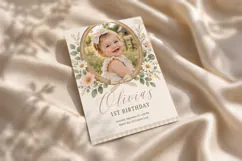 Floral Photo Birthday Invitation Template, Girl Birthday Product Image 4