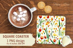 Floral pattern square Coaster sublimation | Coaster square Product Image 1