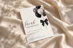 Black and Gold Birthday Invitation Template, Editable Canva Product Image 4