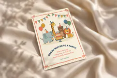 Kids Birthday Invitation Safari Animals Template Product Image 4