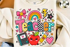 Preppy Rainbow Teacher School PNG Product Image 1