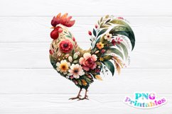 Floral Rooster PNG Product Image 3