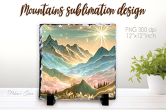 Magic mountains slate design png | Fanatsy night landscape Product Image 1