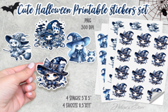 Cute blue Halloween Stickers Printable | Spooky sticker PNG Product Image 1