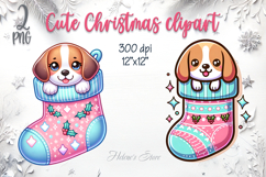 Christmas cute dogs in socks clipart| Winter t shirt designs Product Image 1