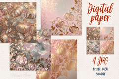 Halloween pink pumpkins digital paper|Scrap booking graphics Product Image 1