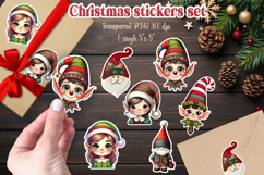Cute Christmas patchwork printables stickers| Funny elf png Product Image 1