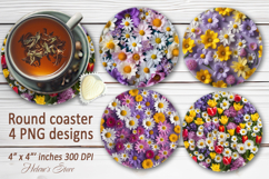 3d Flowers sublimation round coasters |Floral coaster design Product Image 1