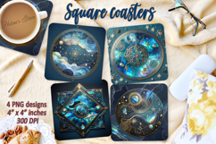 Fantasy Cosmic sky pearl square coaster sublimation designs Product Image 1