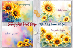 Sunflowers cutting board sublimation png | Watercolor floral Product Image 1