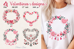 Boho Pastel Valentine pink hearts and flowers sublimation Product Image 1