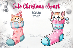 Christmas cute cats in socks clipart|Winter t shirt designs Product Image 1