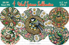 Spring designs Wind Spinner wrap sublimation | Cute bird png Product Image 1