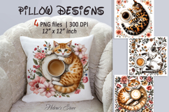 Coffee Cat Flowers Pillow Case Sublimation Designs BUNDLE Product Image 6
