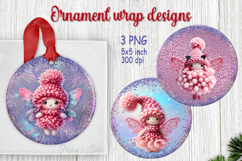 Christmas sweet fairy round ornament designs png| Pink fairy Product Image 1