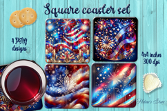 Bright Iridescent American Patriotic square coasters BUNDLE Product Image 7
