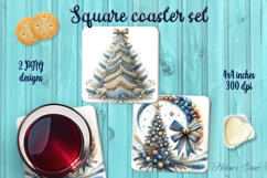 Christmas tree square coasters wrap sublimation designs png Product Image 1