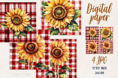 Watercolor sunflowers digital paper | Scrap booking graphics Product Image 1