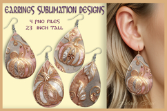 Autumn Pumpkin earrings | Fall Teardrop earring sublimation Product Image 1