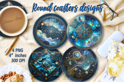 Fantasy Cosmic sky pearl round coaster sublimation designs Product Image 1