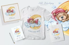 Watercolor sleeping bear clipart. Baby animal illustration Product Image 4