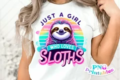 Funny PNG | Girl Who Loves Sloths Product Image 1