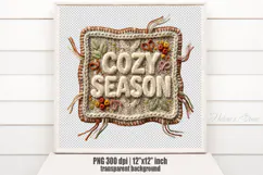 Cozy Season Chenille Embroidered Patch Puffy Autumn PNG Product Image 1