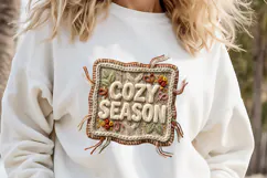 Cozy Season Chenille Embroidered Patch Puffy Autumn PNG Product Image 2